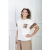 Dámske maslové tričko s hnedou krajkou a vreckom 21854