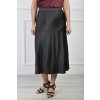 Dámska dlhá saténová sukňa čiernej farby 22089