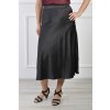 Dámska dlhá saténová sukňa čiernej farby 22089