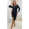 Dámske krátke čierne šaty s viazaním 22223
