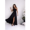 Dámske čierne šaty s rozparkom na jedno rameno 22229
