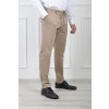 Pánske oblekové nohavice béžovej farby s viazaním 21718