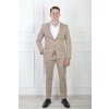 Pánske oblekové nohavice béžovej farby s viazaním 21718