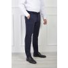 Pánske jednofarebné oblekové nohavice modrej farby s viazaním 21716