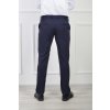 Pánske jednofarebné oblekové nohavice modrej farby s viazaním 21716