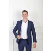 Pánske oblekové sako modrej farby s čiernym vzorom 21697