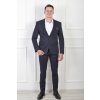 Pánske hladké oblekové nohavice tmavomodrej farby 22213