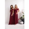 Dlhé dámske bordové šaty cez ramená 22451