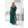Dlhé dámske tmavozelené šaty cez ramená 22452