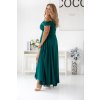 Dlhé dámske tmavozelené šaty cez ramená 22452
