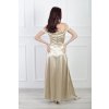 Dlhé hladké dámske šaty zlatej farby s odhalenými plecami 22345