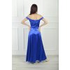 Dlhé hladké dámske šaty parížskej modrej farby s odhalenými plecami 22346