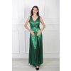 Dámske dlhé lesklé plisované šaty zelenej farby 22330