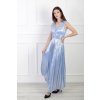 Dámske dlhé lesklé plisované šaty bledomodrej farby 22329