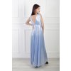 Dámske dlhé lesklé plisované šaty bledomodrej farby 22329