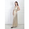 Dámske dlhé lesklé plisované šaty béžovej farby 22327