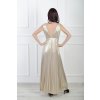 Dámske dlhé lesklé plisované šaty béžovej farby 22327