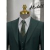Pánsky elegantný hladký tmavozelený 3-dielny oblek 22798