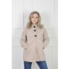 Elegantný dámsky krémový štruktúrovaný kabát s vysokým golierom 22296