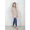 Elegantný dámsky krémový štruktúrovaný kabát s vysokým golierom 22296