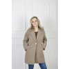 Dámsky elegantný bledohnedý štruktúrovaný kabát s klopovým golierom 22291