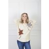 Dámsky krémový pulóver s umeleckým motívom listov 22743