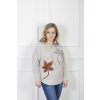 Dámsky sivý pulóver s umeleckým motívom listov 22741