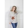 Dámsky sivý pulóver s umeleckým motívom listov 22741