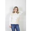 Dámsky biely pulóver s vyšívanými béžovými kvetmi 22244