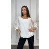 Elegantná dámska biela blúzka s transparentnými rukávmi 23068