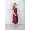 Elegantné spoločenské midi bordové šaty s flitrovaným topom 22897