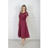 Elegantné spoločenské midi bordové šaty s flitrovaným topom 22897