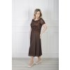 Elegantné spoločenské midi hnedé šaty s flitrovaným topom 22896