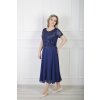 Elegantné spoločenské midi tmavomodré šaty s flitrovaným topom 22894