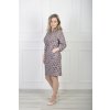 Pohodlné hnedo-béžovo-fialové vzorované šaty s viazaním v páse 22809