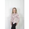 Elegantná krémová blúzka s abstraktným bordovým vzorom a viazaním 22850