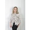 Elegantná krémová blúzka s abstraktným hnedým vzorom a viazaním 22851