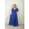 Spoločenské dlhé šaty s trblietavým efektom v kráľovskej modrej farbe 22633