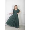 Spoločenské dlhé šaty s trblietavým efektom v zelenej farbe 22632