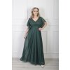 Spoločenské dlhé šaty s trblietavým efektom v zelenej farbe 22632