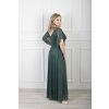 Spoločenské dlhé šaty s trblietavým efektom v zelenej farbe 22632