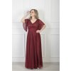 Spoločenské dlhé šaty s trblietavým efektom v bordovej farbe 22631