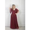 Spoločenské dlhé šaty s trblietavým efektom v bordovej farbe 22631