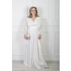 Éterické biele spoločenské šaty s prekladaným výstrihom 22714
