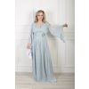 Éterické bledomodré spoločenské šaty s prekladaným výstrihom 22716