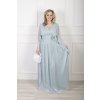 Éterické bledomodré spoločenské šaty s prekladaným výstrihom 22716