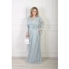 Éterické bledomodré spoločenské šaty s prekladaným výstrihom 22716