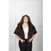 Luxusné tmavohnedé kožušinové bolero s kapucňou 22976