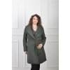 Elegantný dámsky zelený kabát s viazaním v páse 22930