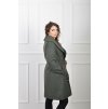 Elegantný dámsky zelený kabát s viazaním v páse 22930